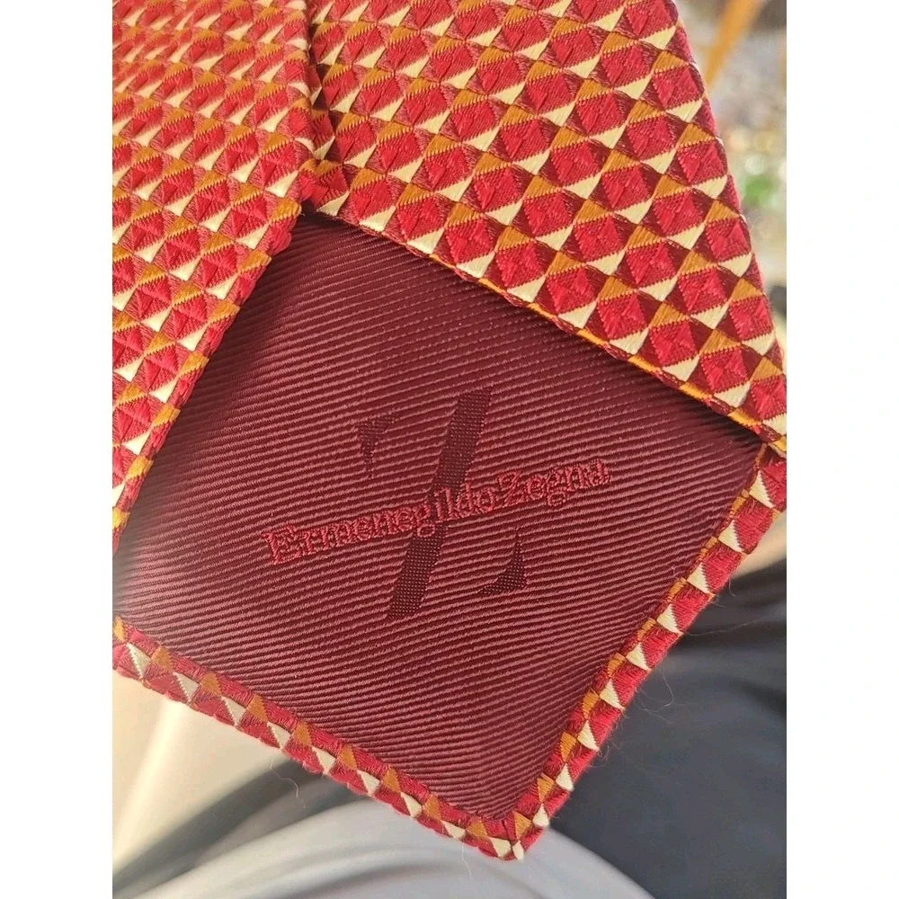 Ermenegildo Zegna Red Jacquard men's Silk Tie necktie‎ designer luxury